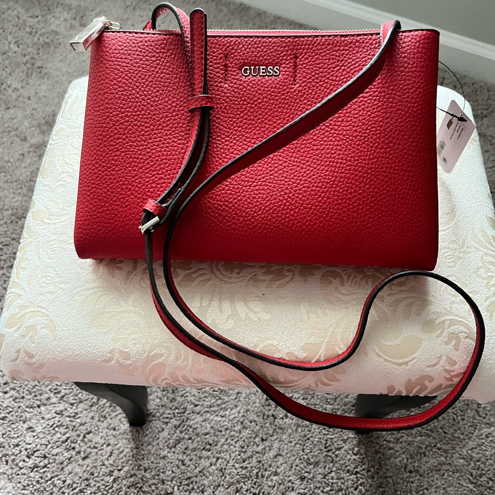 Guess Red Pebbled Leather Clutch